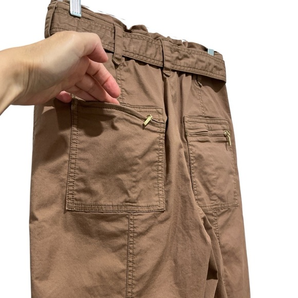 Anthropologie Ellie Embroidered Cotton Utility Pants with Belt 2 Tan - Picture 12 of 16